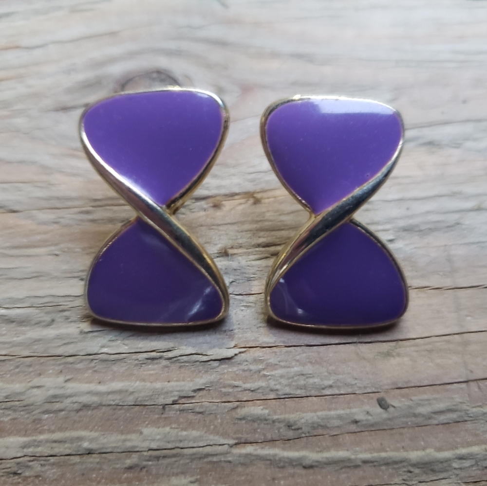 Funky Neon Purple Geometric Earrings